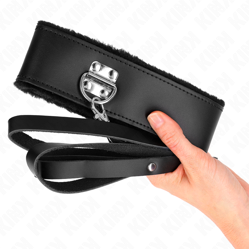 KINK - NECKLACE WITH BELT 116 CM WITH BLACK LEATHER STRAP ADJUSTABLE 40-48 CM X 6 CM - Image 3