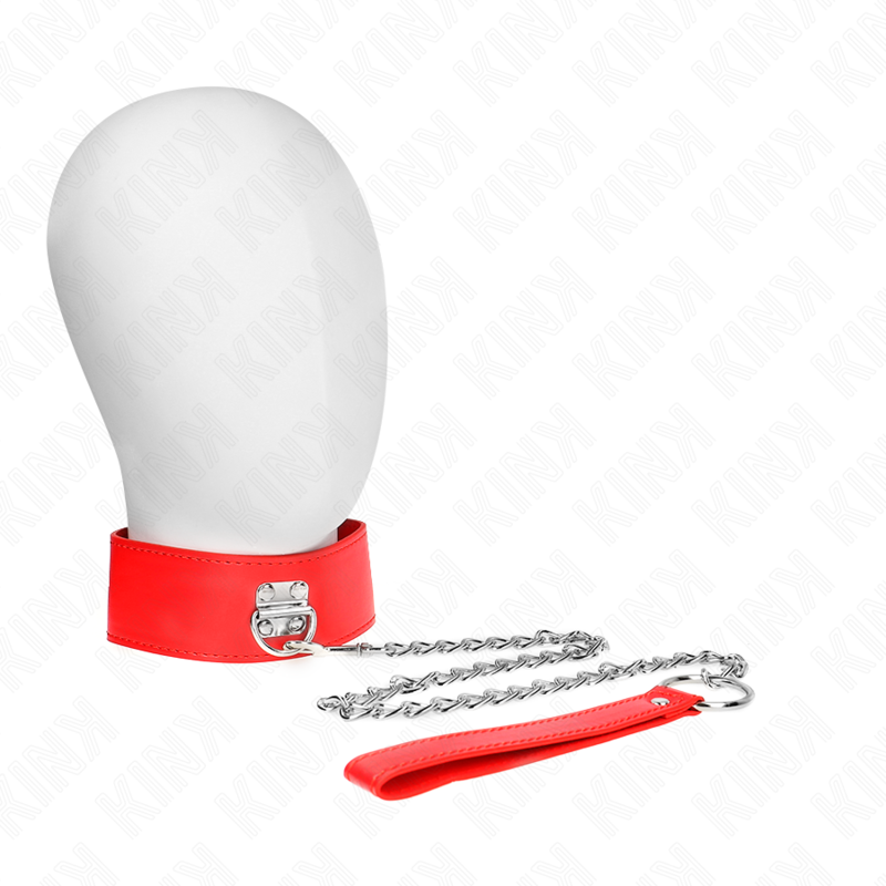 KINK – NECKLACE WITH BELT 65 CM WITH WIDE RED STRAP ADJUSTABLE 33.5-41 CM X 5 CM