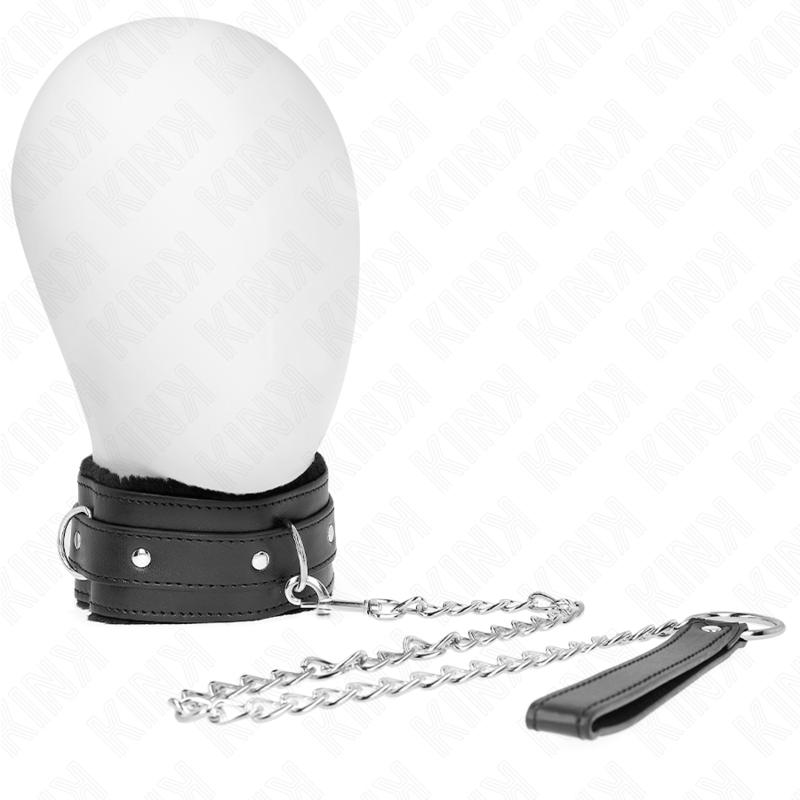 KINK – COLLAR WITH LEASH 65 CM WITH RESTRICTIONS BLACK 36-42 CM X 5.5 CM