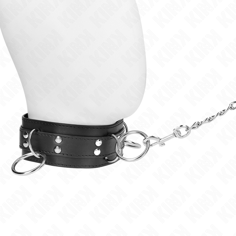 KINK – 3 RING SLAVERY NECKLACE WITH STRAP 80 CM 53 X 5 CM