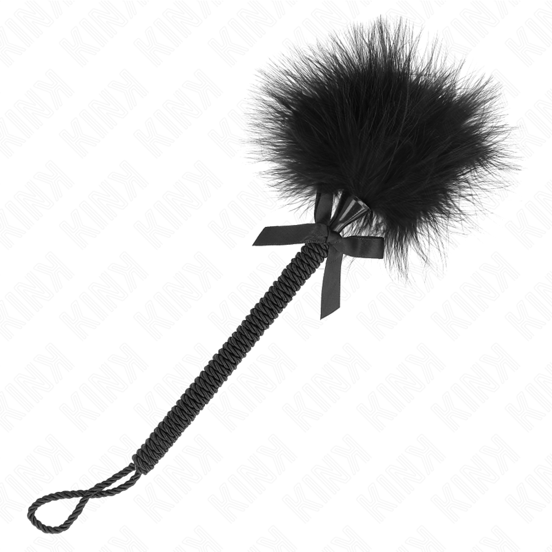 KINK – NYLON ROPE WAND WITH TICKLE FEATHERS AND BLACK BOW 25 CM