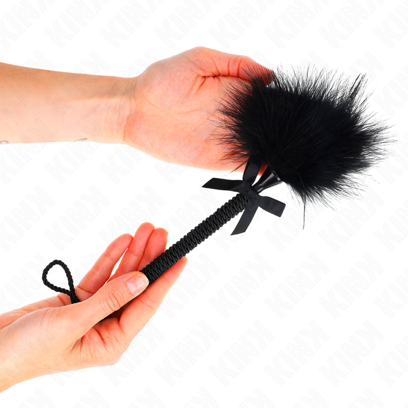 KINK - NYLON ROPE WAND WITH TICKLE FEATHERS AND BLACK BOW 25 CM - Image 5