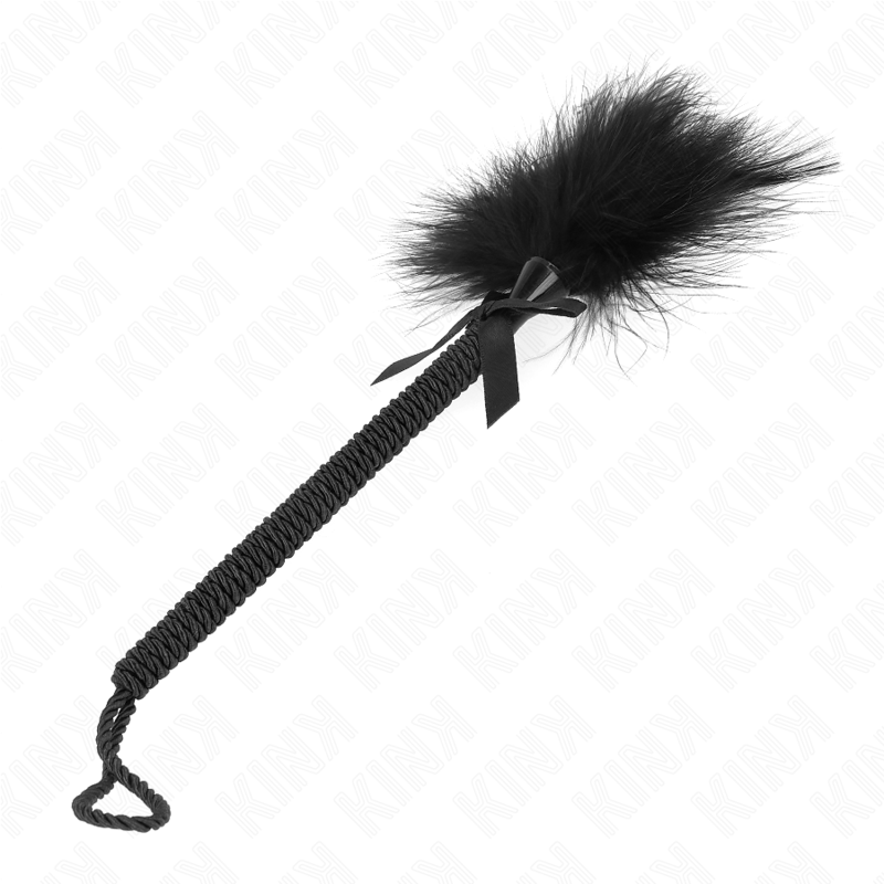 KINK – NYLON ROPE WAND WITH TICKLE FEATHERS AND BLACK BOW 25 CM