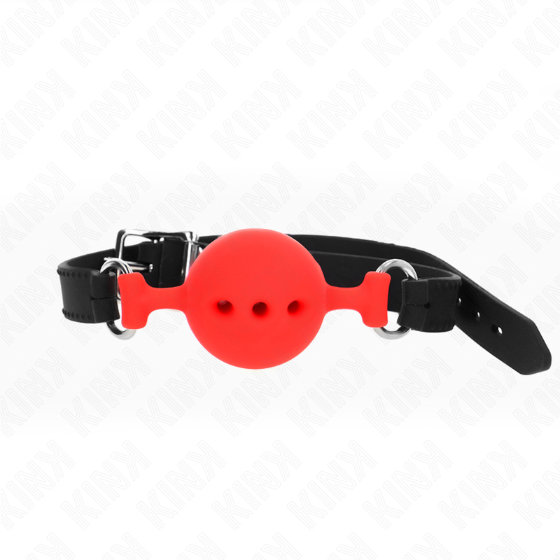 KINK – FULL SILICONE GAG 55 x 2 CM WITH 4.5 CM BALL SIZE M RED ADJUSTABLE 35-51 CM