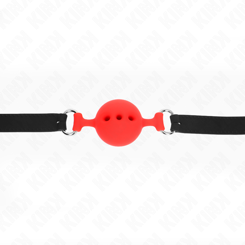KINK - FULL SILICONE GAG 55 x 2 CM WITH 4.5 CM BALL SIZE M RED ADJUSTABLE 35-51 CM - Image 4