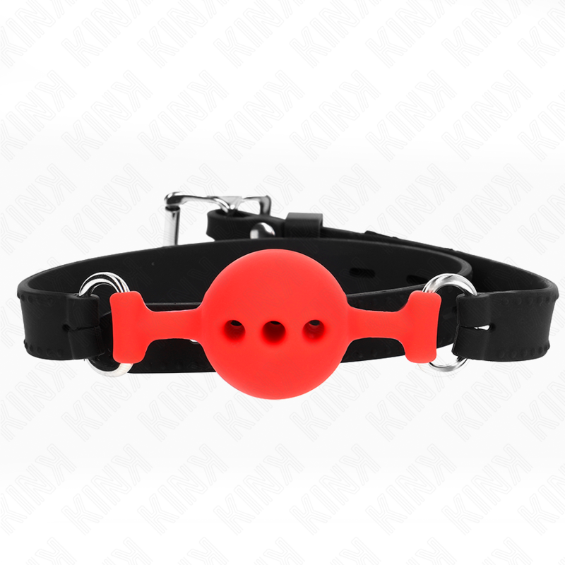 KINK – FULL SILICONE GAG 55 x 2 CM WITH 4 CM BALL SIZE S RED ADJUSTABLE 35-51 CM
