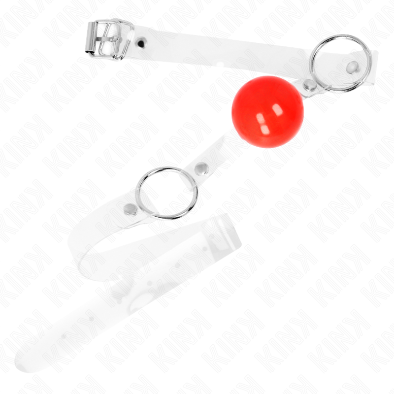 KINK – RED TRANSPARENT PVC BALL 4 CM GAG ADJUSTABLE