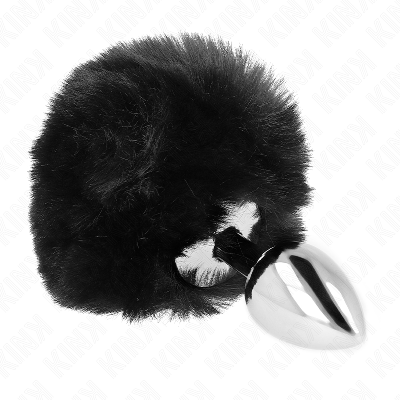 KINK – STAINLESS STEEL PLUG 7 x 3 CM WITH BLACK FAUX FUR RABBIT TAIL 8 CM