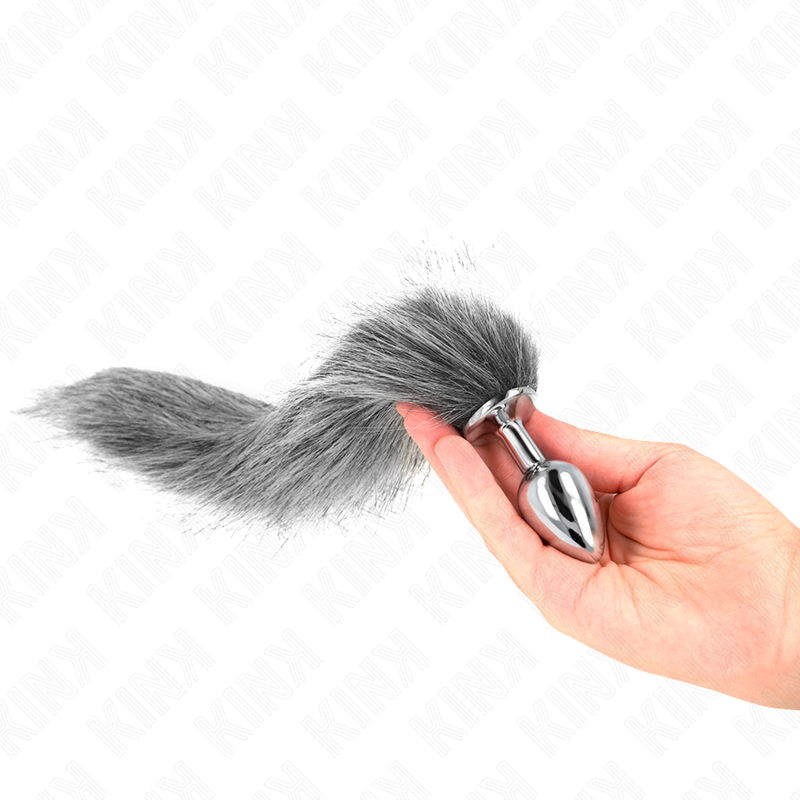 KINK - ANAL PLUG SIZE S 7 X 3 CM WITH SYNTHETIC TAIL 40 CM GREY - Image 3