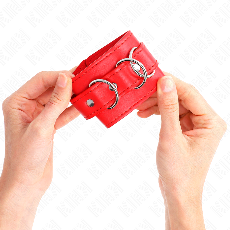 KINK - 3 D-RING WRIST RESTRAINTS ADJUSTABLE RED 17.5-25 CM X 6 CM - Image 3