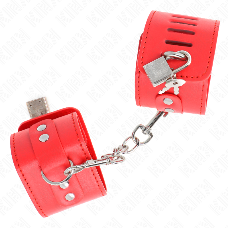 KINK – WRIST RESTRAINTS WITH PADLOCK CLOSURE RED ADJUSTABLE 16-23 CM X 5.5 CM
