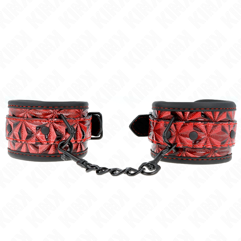 KINK – DIAMOND PATTERN WRIST RESTRAINTS DARK RED ADJUSTABLE 17-26 CM X 5.5 CM