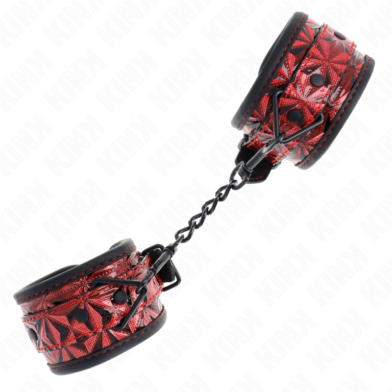 KINK – DIAMOND PATTERN WRIST RESTRAINTS DARK RED ADJUSTABLE 17-26 CM X 5.5 CM