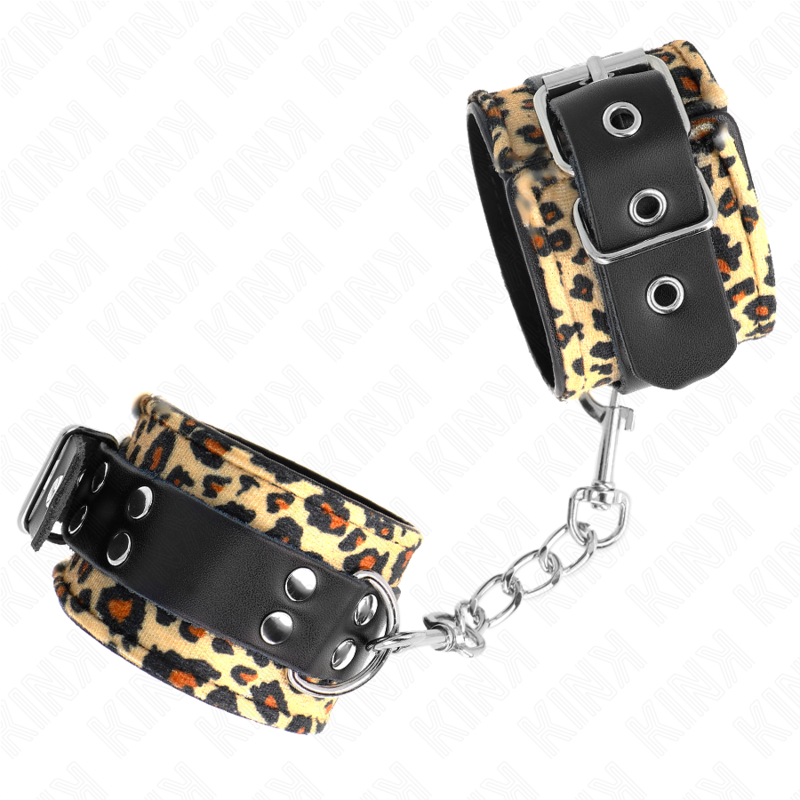 KINK – LEOPARD REAL LEATHER WRIST RESTRAINT ADJUSTABLE 18-29 CM X 5.5 CM