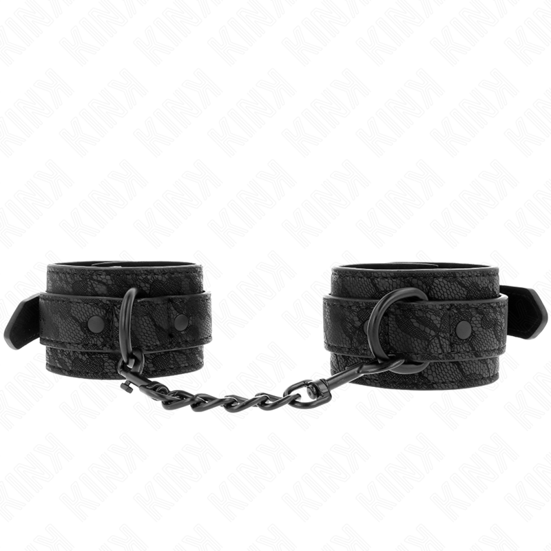 KINK – DARK LACE COVERED WRIST CUFFS ADJUSTABLE BLACK 19-26 CM