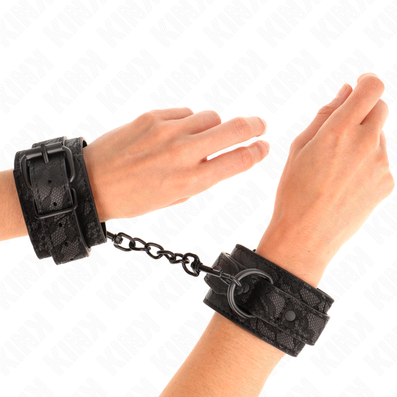 KINK - DARK LACE COVERED WRIST CUFFS ADJUSTABLE BLACK 19-26 CM - Image 4