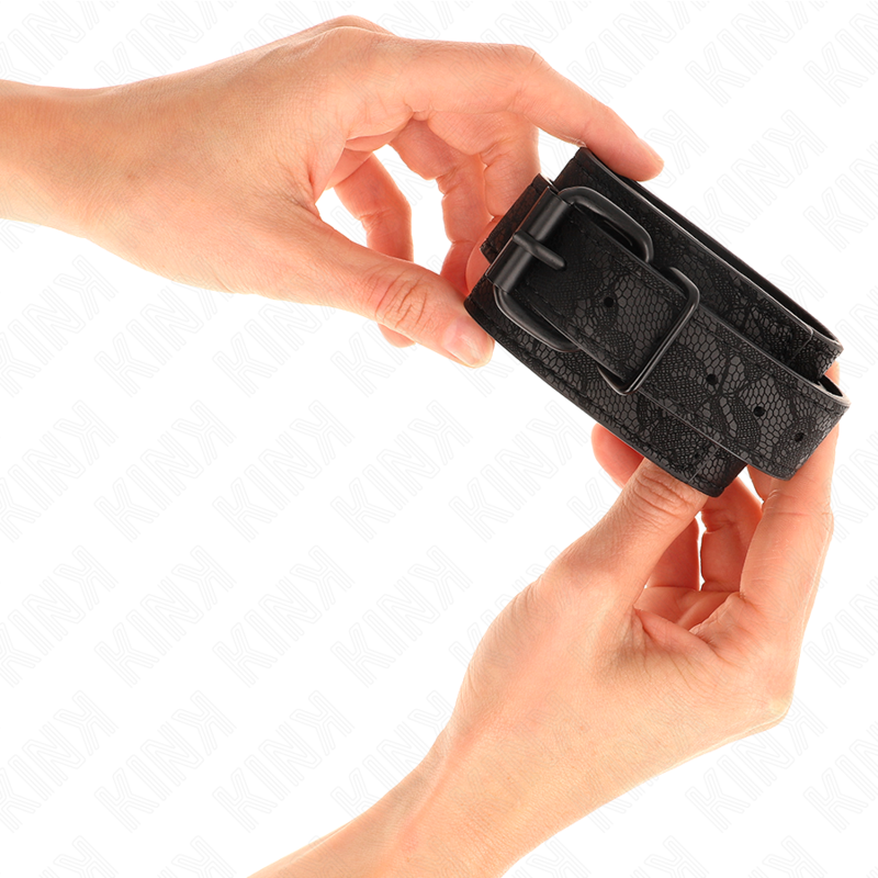 KINK - DARK LACE COVERED WRIST CUFFS ADJUSTABLE BLACK 19-26 CM - Image 3