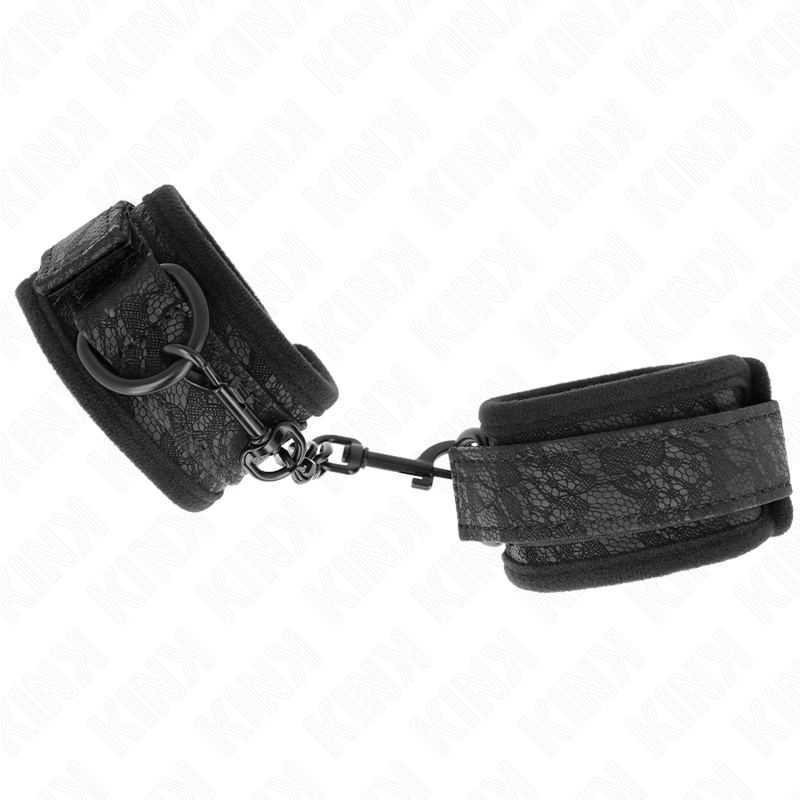 KINK – DARK LACE COVERED WRIST CUFFS NEOPRENE ADJUSTABLE BLACK 20-29 CM X 5 CM