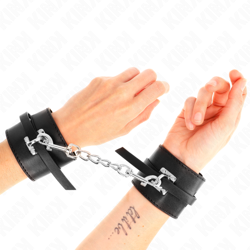 KINK - DELUXE LOCKING WRIST RESTRAINTS BLACK ADJUSTABLE 14.5-21 CM X 6 CM - Image 4