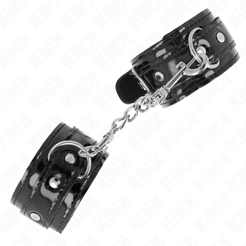 KINK – SHINY NEOPRENE WRIST CUFFS ADJUSTABLE 17-24 CM X 4.5 CM