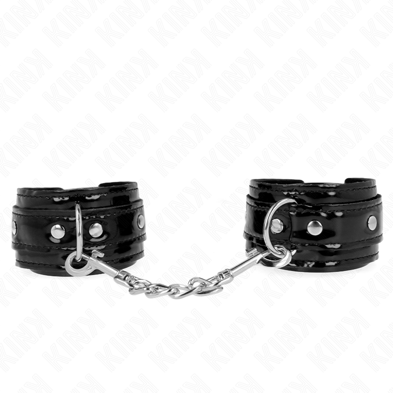 KINK – SHINY NEOPRENE WRIST CUFFS ADJUSTABLE 17-24 CM X 4.5 CM
