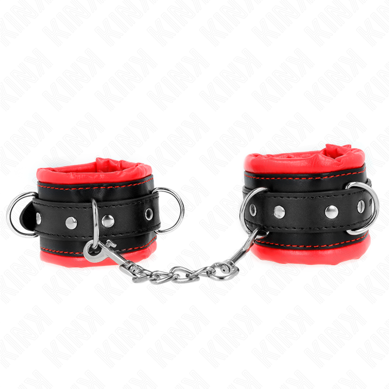 KINK – HEAVY WRIST RESTRAINTS WITH RED FUR LINED ADJUSTABLE 20-30 CM X 6 CM