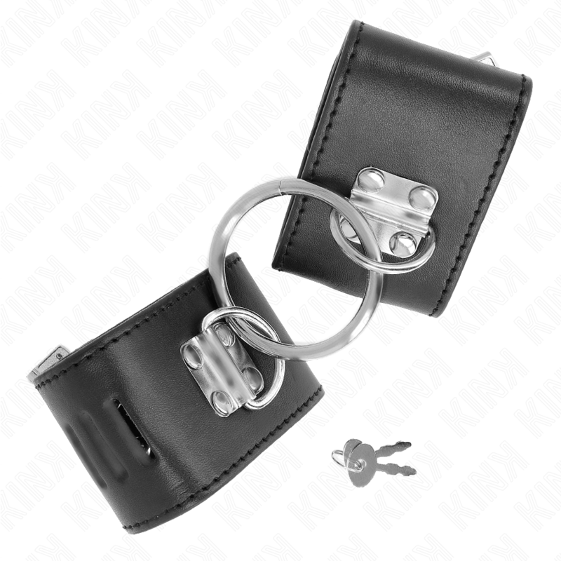 KINK – FIXED WRIST RESTRAINTS WITH RING AND PADLOCK CLOSURE BLACK ADJUSTABLE 16-23 CM X 5.5 CM