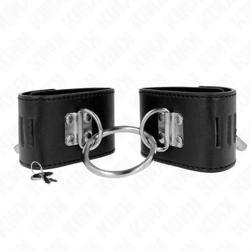 KINK – FIXED WRIST RESTRAINTS WITH RING AND PADLOCK CLOSURE BLACK ADJUSTABLE 16-23 CM X 5.5 CM