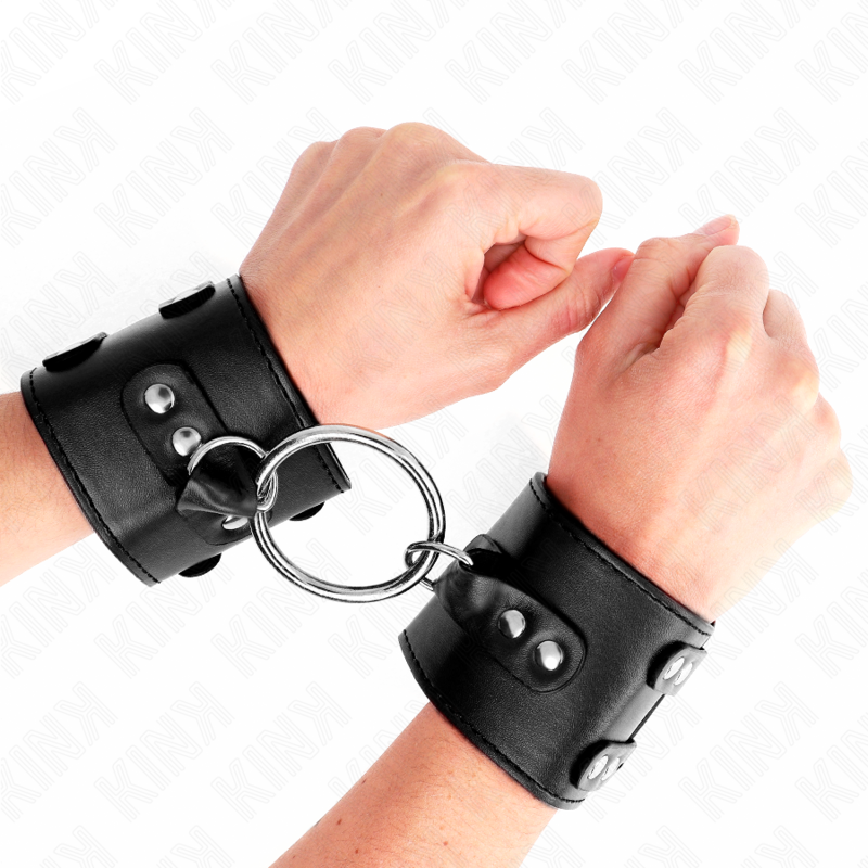 KINK - FIXED WRIST RESTRAINTS WITH RING AND STUDS ADJUSTABLE BLACK 17-22 CM X 6.5 CM - Image 4