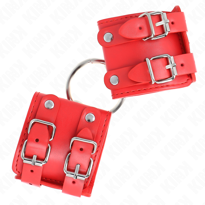 KINK – FIXED WRIST RESTRAINTS WITH RING AND STUDS ADJUSTABLE RED 17-22 CM X 6.5 CM
