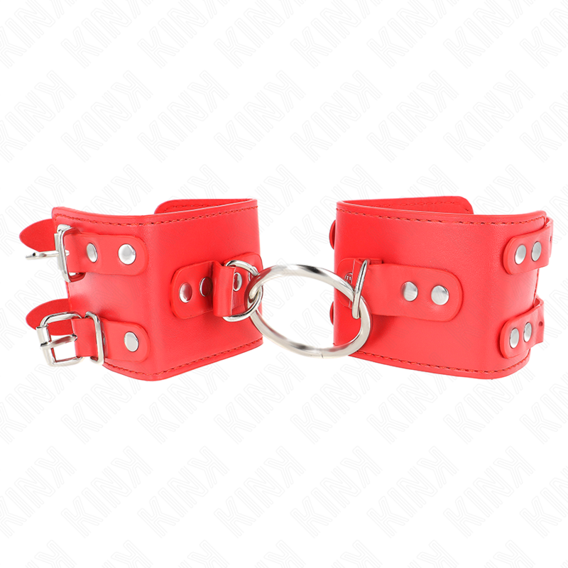 KINK – FIXED WRIST RESTRAINTS WITH RING AND STUDS ADJUSTABLE RED 17-22 CM X 6.5 CM