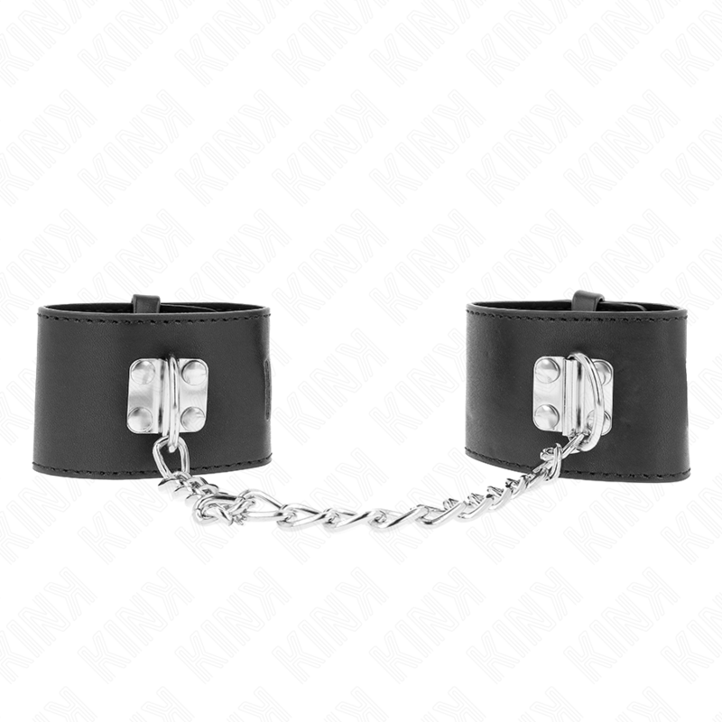KINK – FIXED WRIST RESTRAINTS WITH CHAIN 30 CM AND PADLOCK CLOSURE BLACK ADJUSTABLE 16-23 CM X 5.5 CM