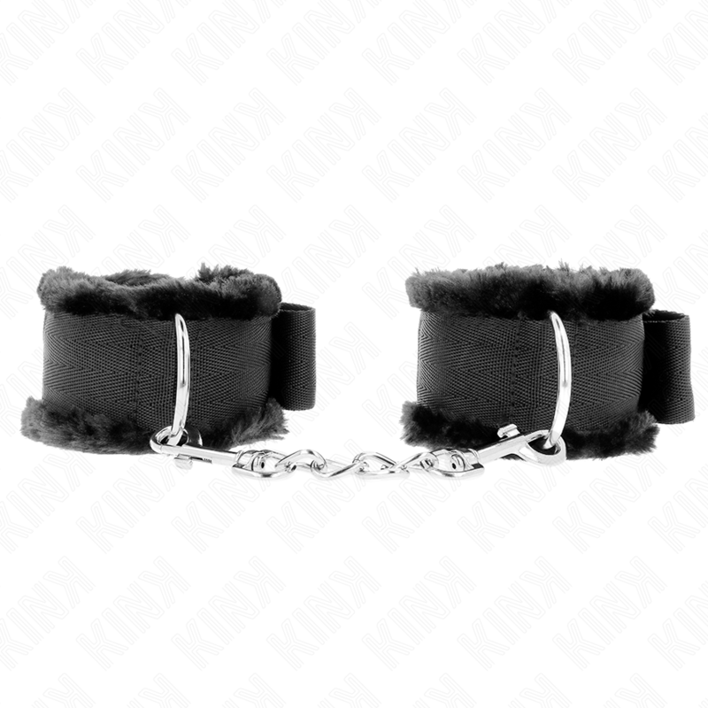KINK – FURRY LINED WRIST RESTRAINTS BLACK ADJUSTABLE 17-31 CM X 7 CM