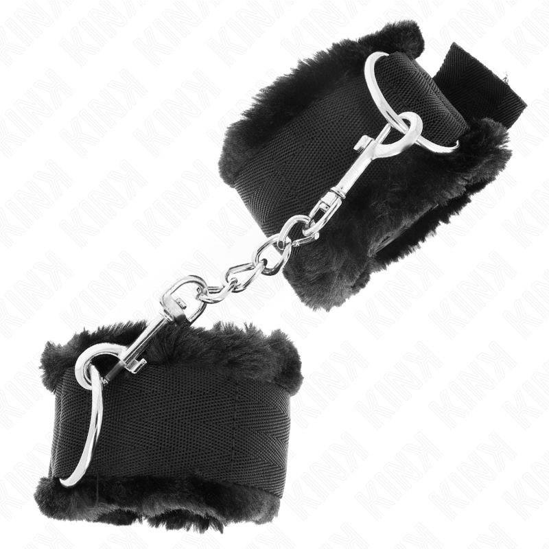KINK – FURRY LINED WRIST RESTRAINTS BLACK ADJUSTABLE 17-31 CM X 7 CM