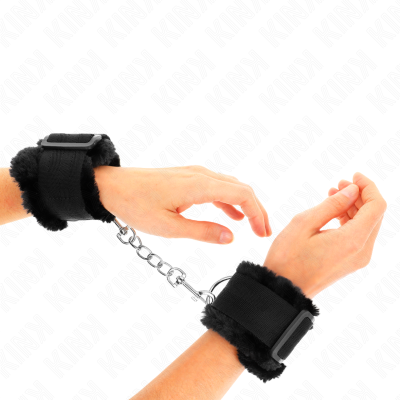 KINK - FURRY LINED WRIST RESTRAINTS BLACK ADJUSTABLE 17-31 CM X 7 CM - Image 4