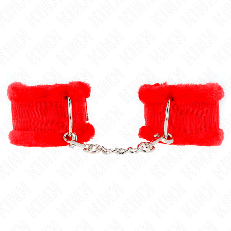KINK – FURRY LINED WRIST RESTRAINTS RED ADJUSTABLE 17-31 CM X 7 CM
