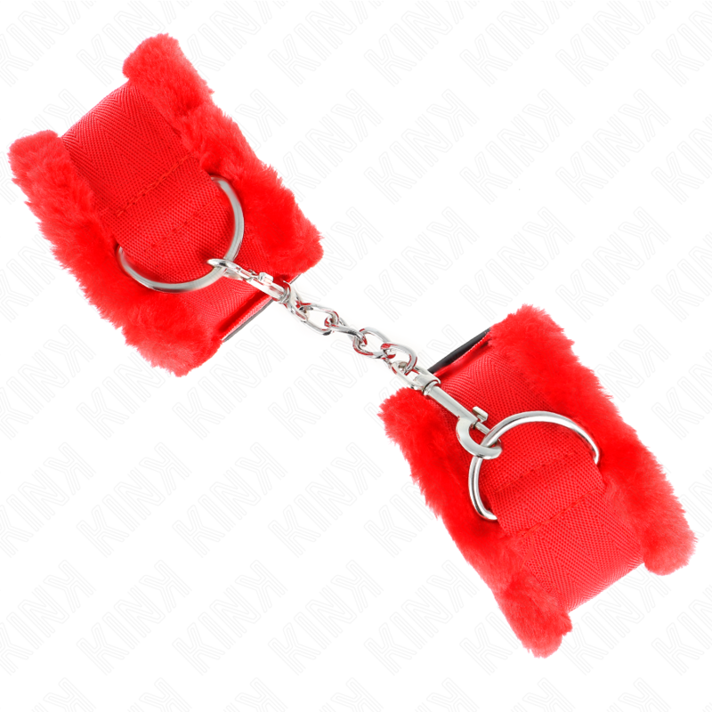 KINK – FURRY LINED WRIST RESTRAINTS RED ADJUSTABLE 17-31 CM X 7 CM