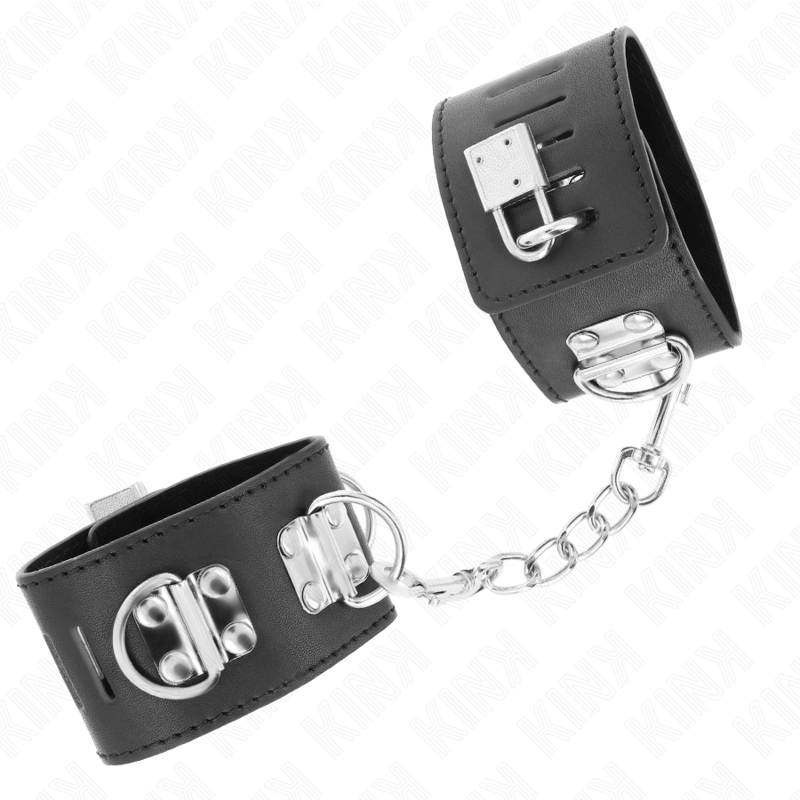 KINK – MULTIPOSITION WRIST RESTRAINTS WITH PADLOCK CLOSURE BLACK ADJUSTABLE 16-23 CM X 5.5 CM