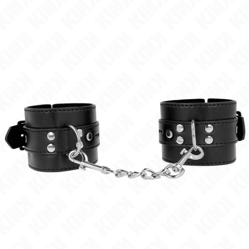 KINK – WRIST RESTRAINTS BLACK WITH BLACK BELT ADJUSTABLE 17-28 CM X 6 CM