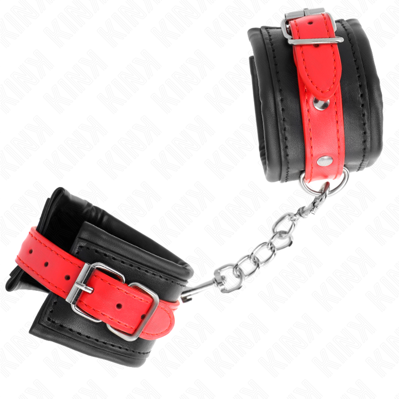 KINK – WRIST RESTRAINTS BLACK WITH RED BELT ADJUSTABLE 17-28 CM X 6 CM