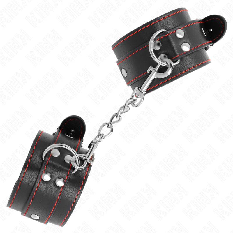 KINK – WRIST RESTRAINTS BLACK WITH RED LINING ADJUSTABLE 20-28 CM X 5.5 CM