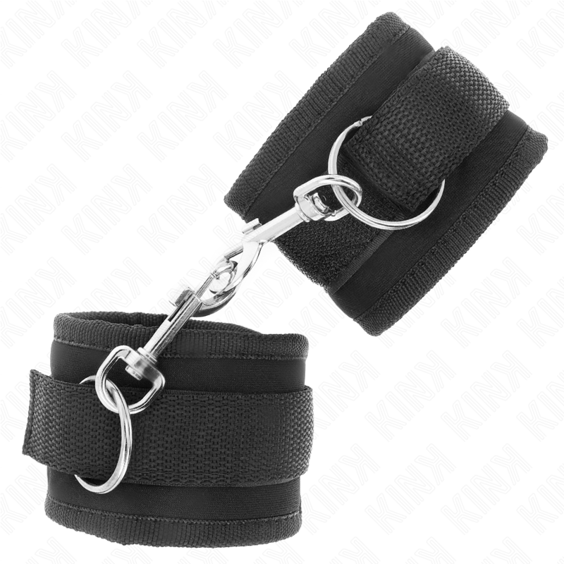 KINK – NYLON BIND HOOKLOOP WRIST RESTRAINTS BLACK MODEL 2 ADJUSTABLE 18-35 CM X 6 CM