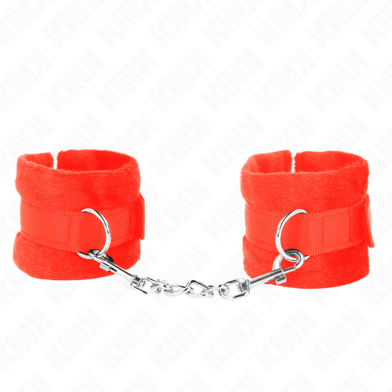 KINK – BEGINNER FUR HAND CUFFS RED 30 X 7 CM