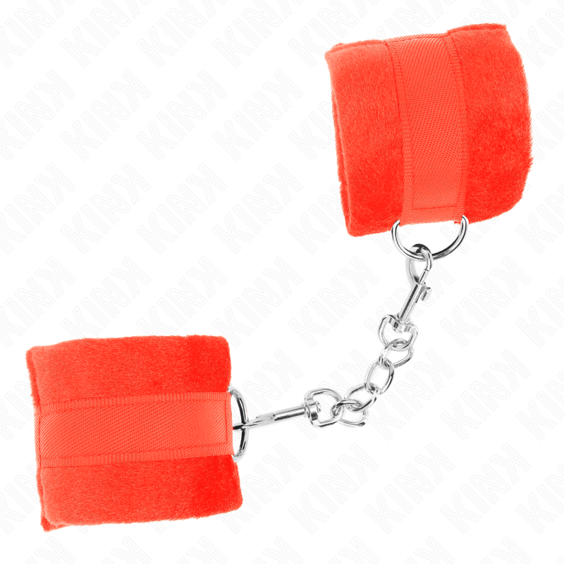 KINK – BEGINNER FUR HAND CUFFS RED 30 X 7 CM