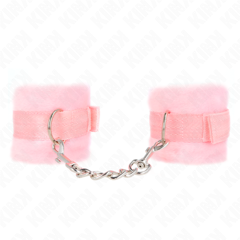 KINK – BEGINNER FUR HAND CUFFS PINK 30 X 7 CM
