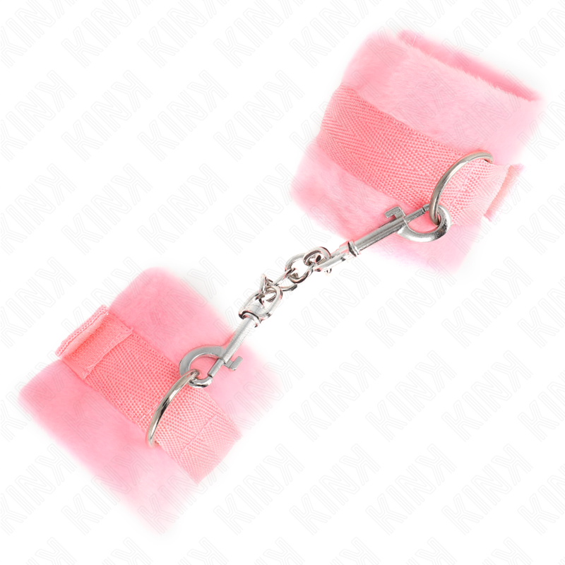 KINK – BEGINNER FUR HAND CUFFS PINK 30 X 7 CM