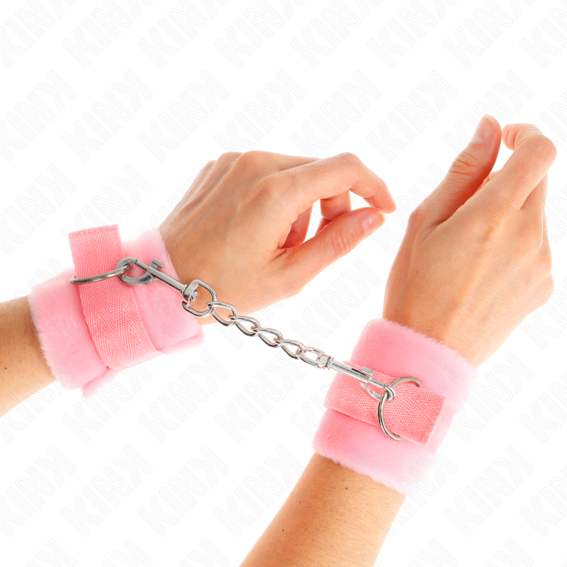 KINK - BEGINNER FUR HAND CUFFS PINK 30 X 7 CM - Image 4