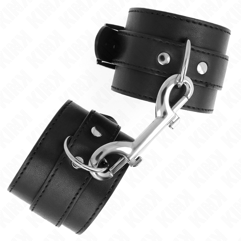KINK – WRIST RESTRAINTS-SINGLE RIVET ROW AND BIG BUCKLE BLACK ADJUSTABLE 17-28 CM X 5 CM