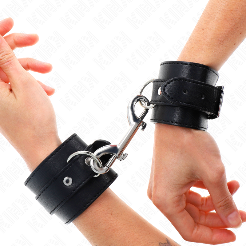KINK - WRIST RESTRAINTS-SINGLE RIVET ROW AND BIG BUCKLE BLACK ADJUSTABLE 17-28 CM X 5 CM - Image 4