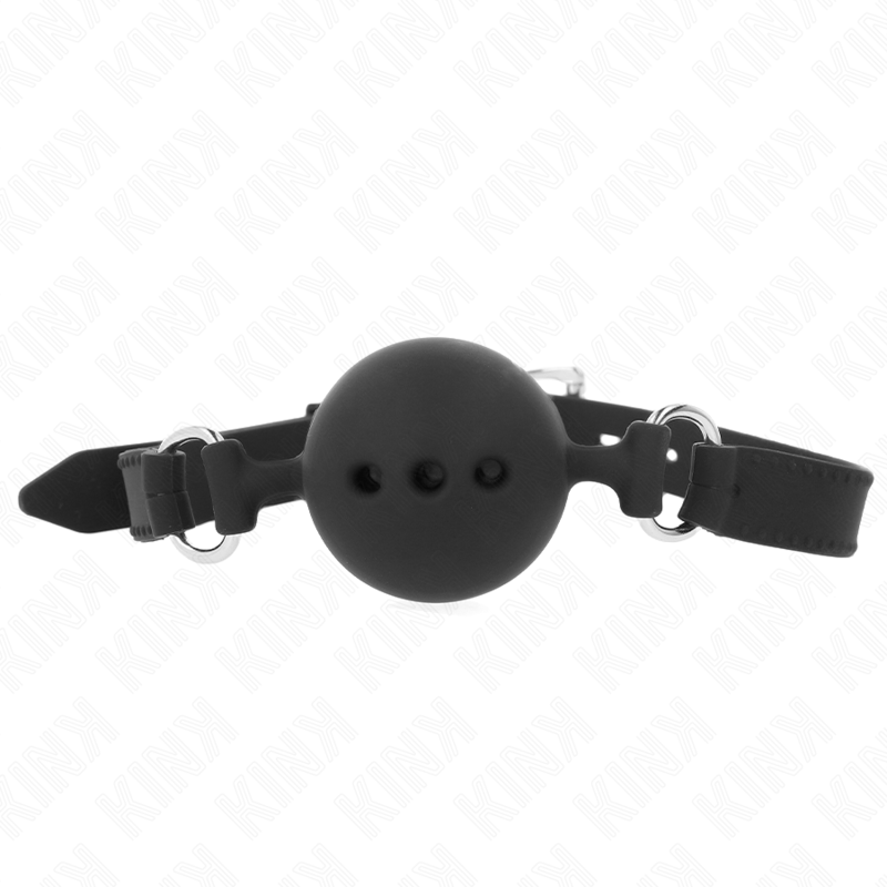 KINK – FULL SILICONE GAG 55 x 2 CM WITH 4.5 CM BALL SIZE M BLACK ADJUSTABLE 35-51 CM